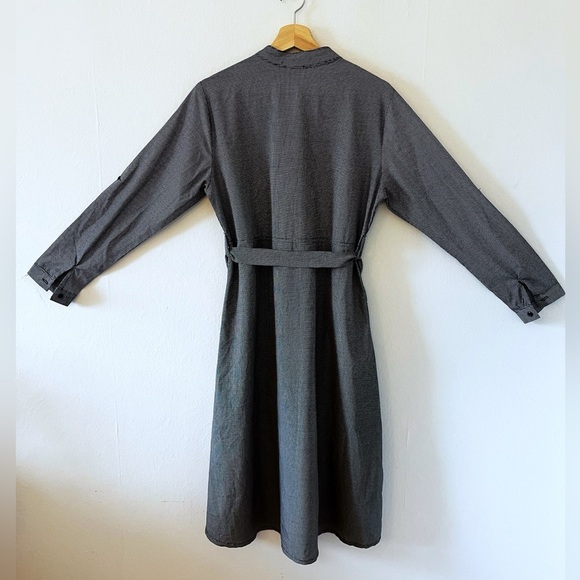 Adana - Turkish Cotton Dress | Size 44 Medium | Checkered, Pockets, Tie Waist - Picture 5 of 6